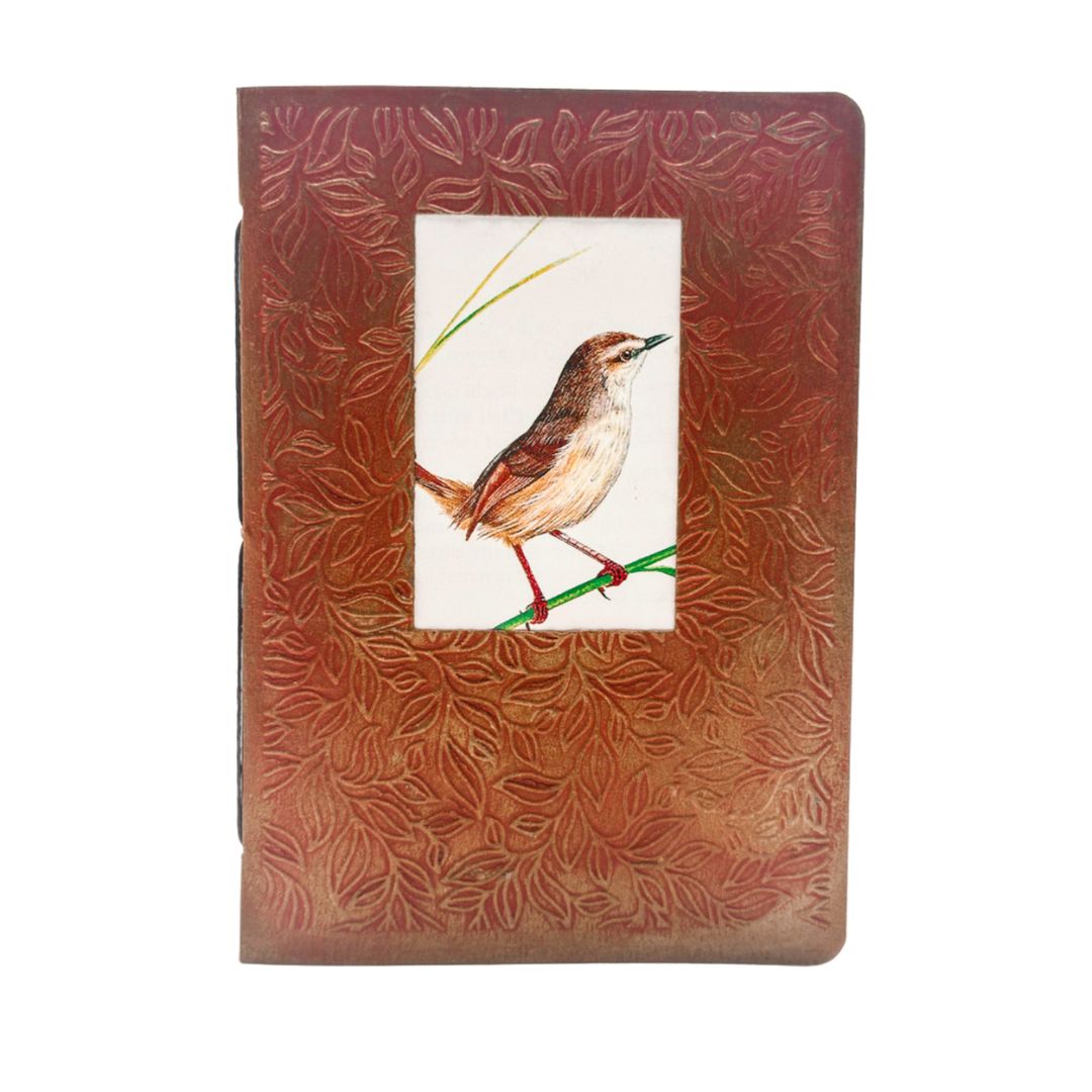 A6 Mini Junk Journal Embossed Cover - Red Bird - Opulent Archives