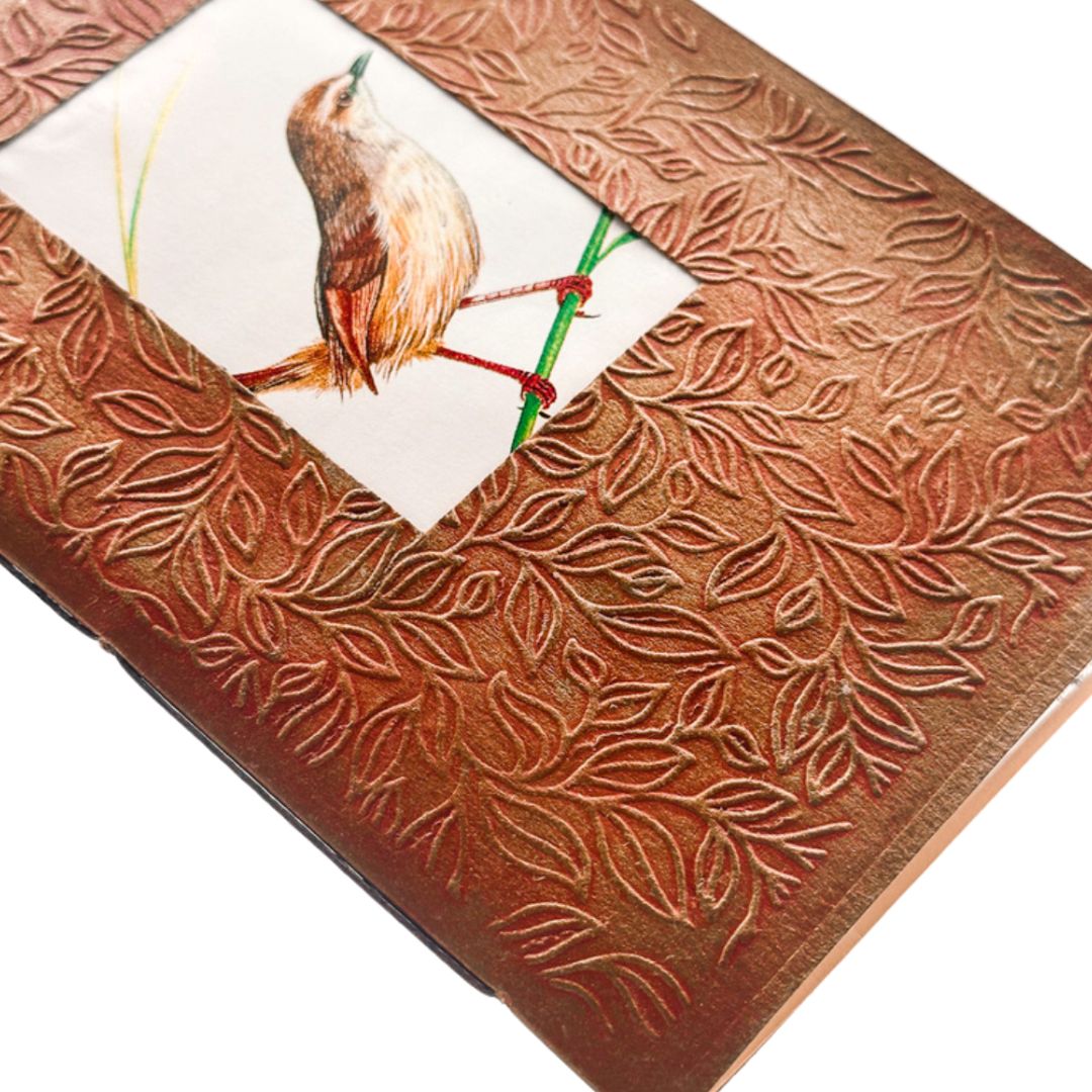 A6 Mini Junk Journal Embossed Cover - Red Bird - Opulent Archives