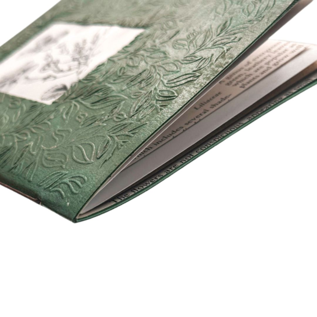 A6 Mini Junk Journal Embossed Cover - Leafy Green - Opulent Archives