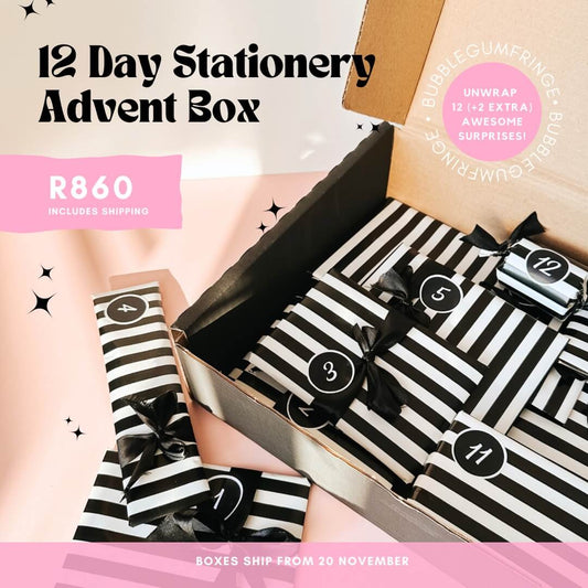 Pre-order: 12 Day Stationery Advent Calendar Box - a Countdown to the 25th of December! FREE shipping included!