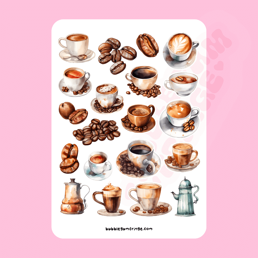 Coffee stickers & embellishment pack