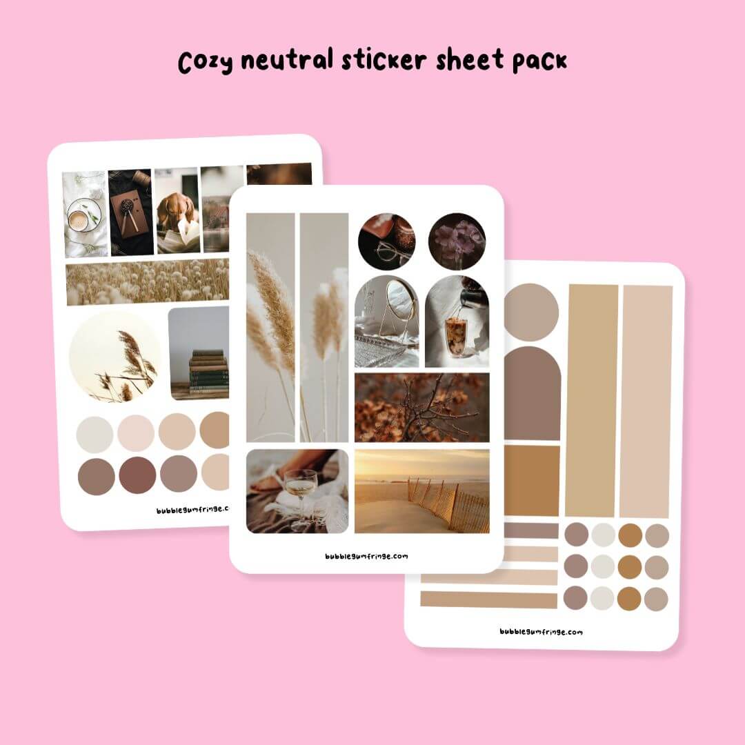 Cozy neutral sticker sheet pack