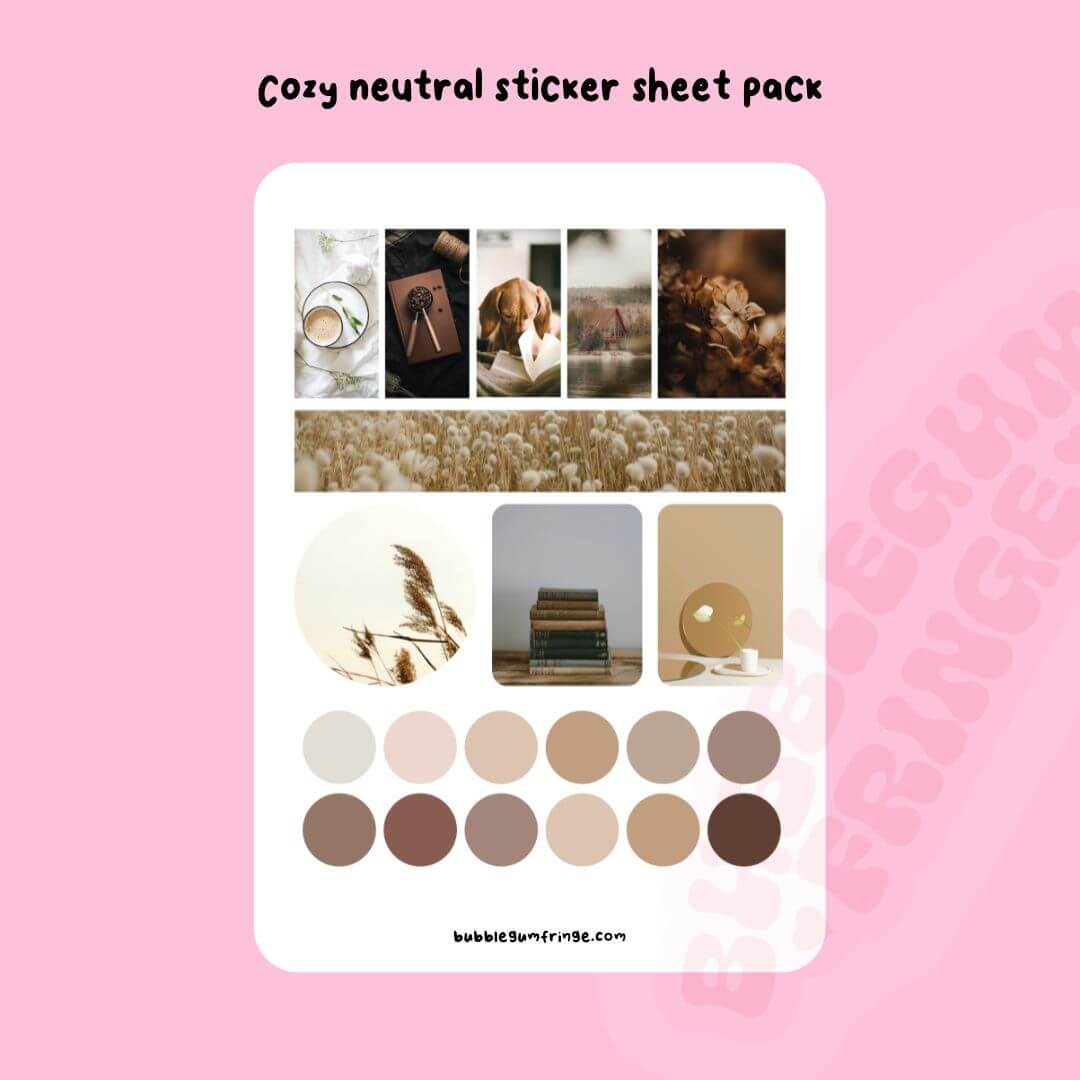 Cozy neutral sticker sheet pack