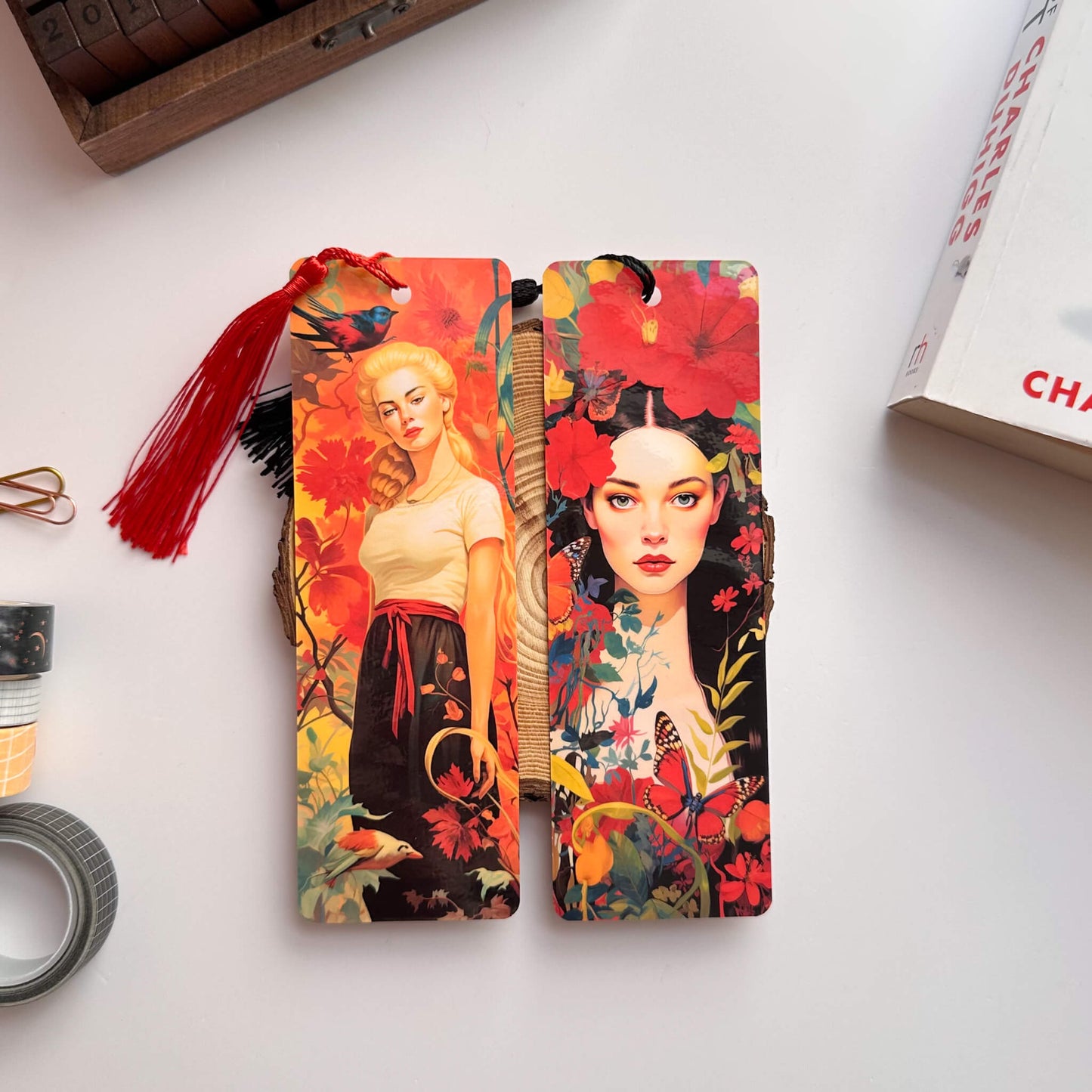 Floral girls bookmark set