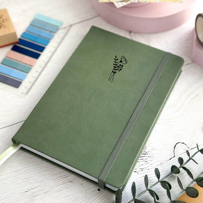 Personalised green PU leather A5 dotted journal