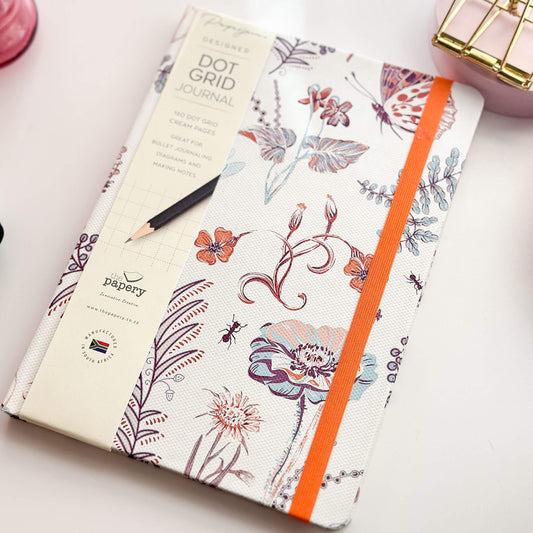 Insect hard cover dot grid journal - Muted Floral - Minor defected product