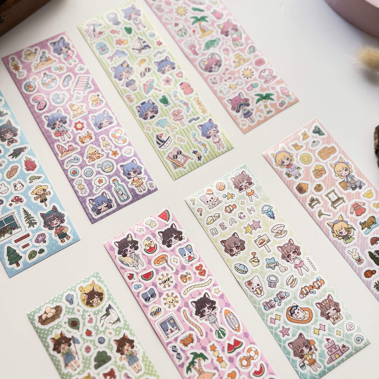 Kawaii-themed sticker sheets - mixed