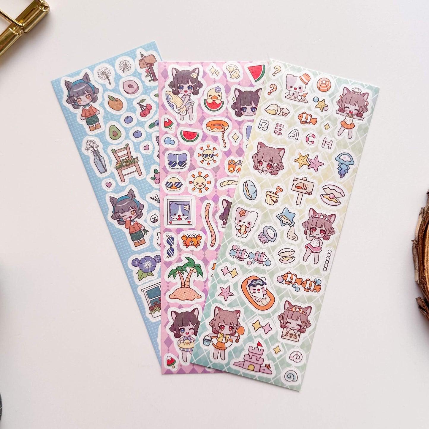 Kawaii-themed sticker sheets - mixed