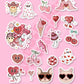 Valentine-Themed Glossy Mega Sticker Pack - Retro