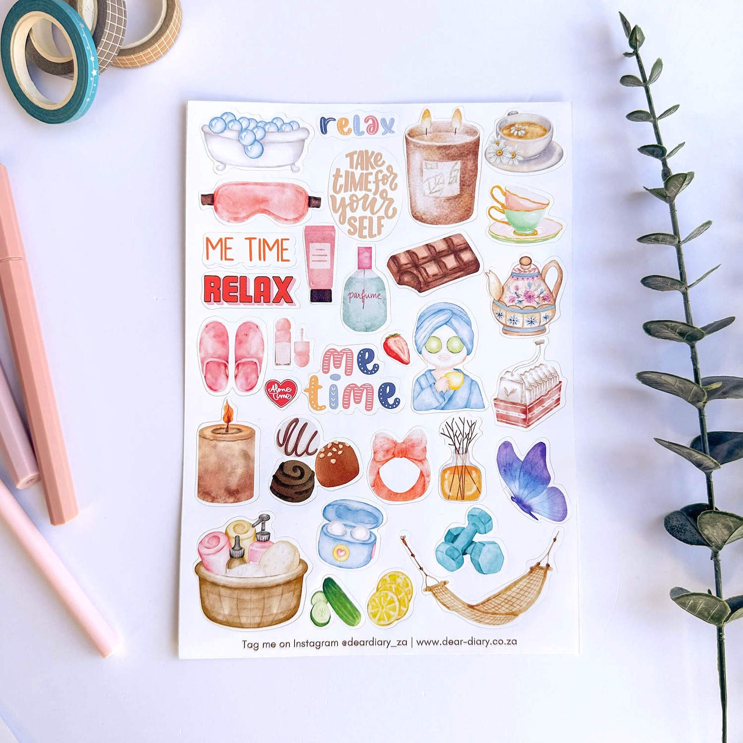 Dear Diary Vinyl Sticker sheet - Self-care