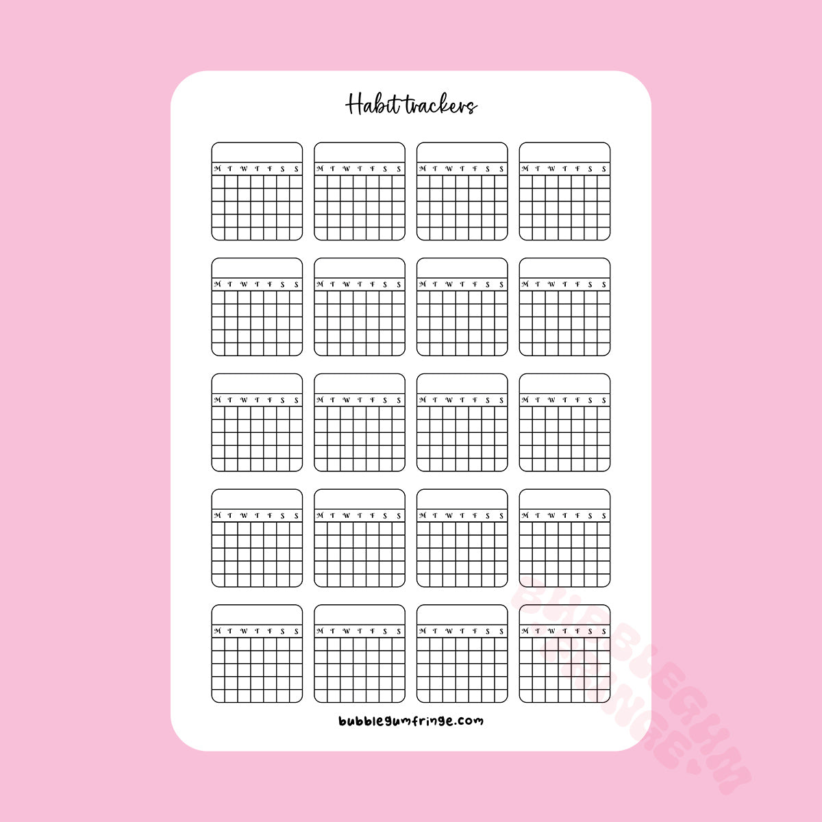 Habit tracker sticker sheet