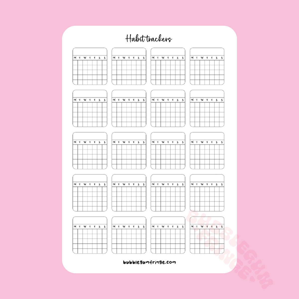 Habit tracker sticker sheet