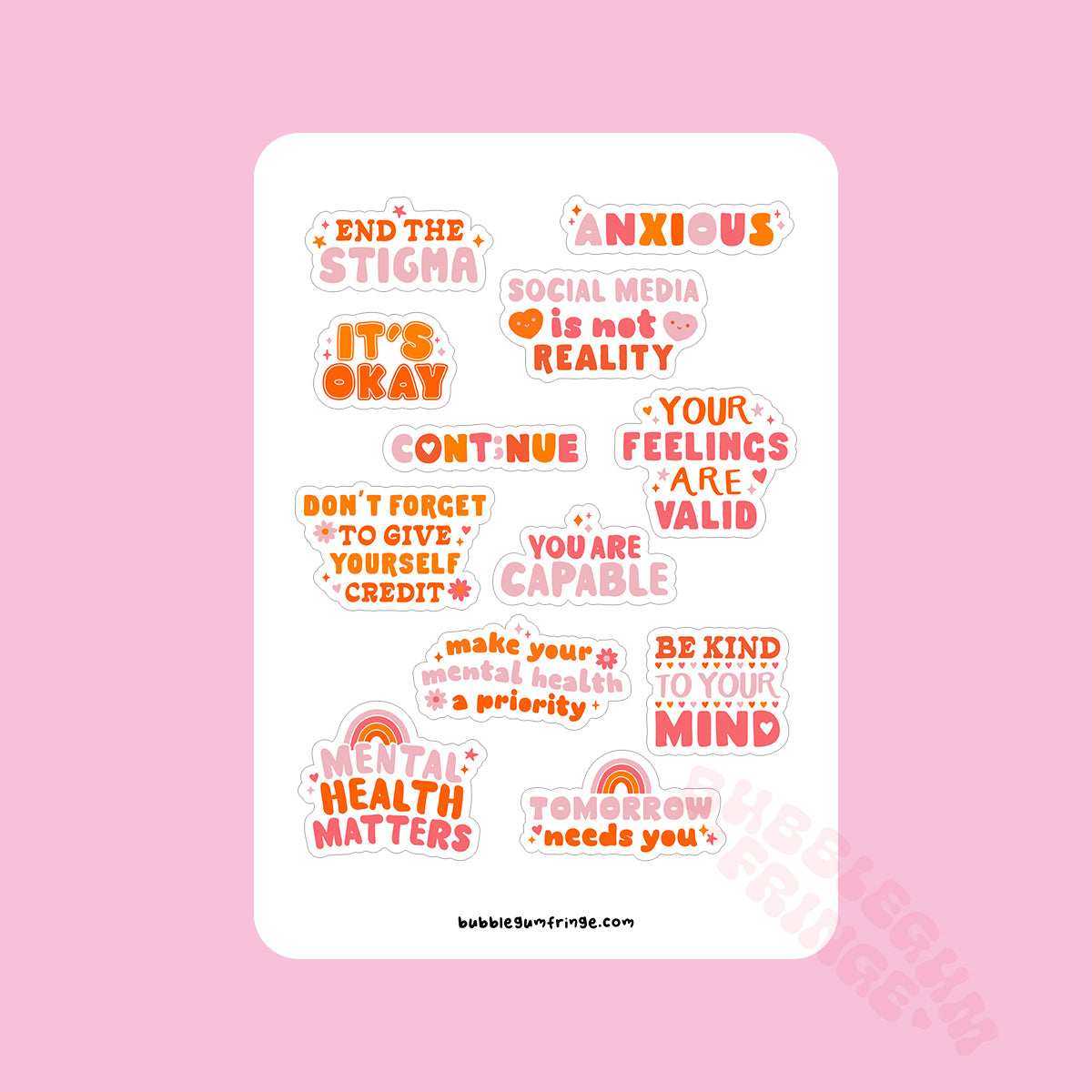 Mental health sticker sheet