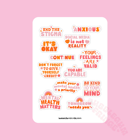 Mental health sticker sheet