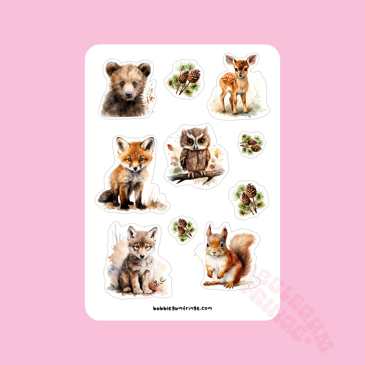 Woodland creatures sticker sheet - 01