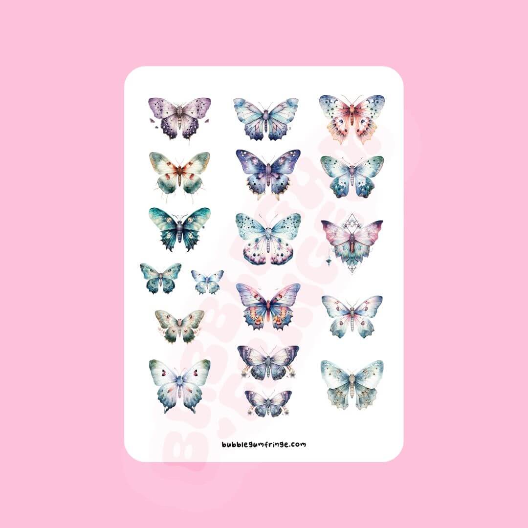 Mystical moths A5 sticker sheet