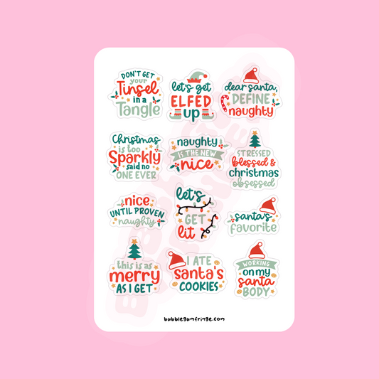 Naughty or nice Christmas sticker sheet