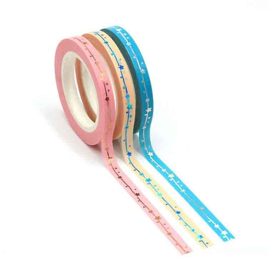 Pastel stars skinny washi tape set