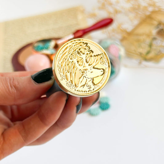 Brass wax seal stamp with handle - Deer